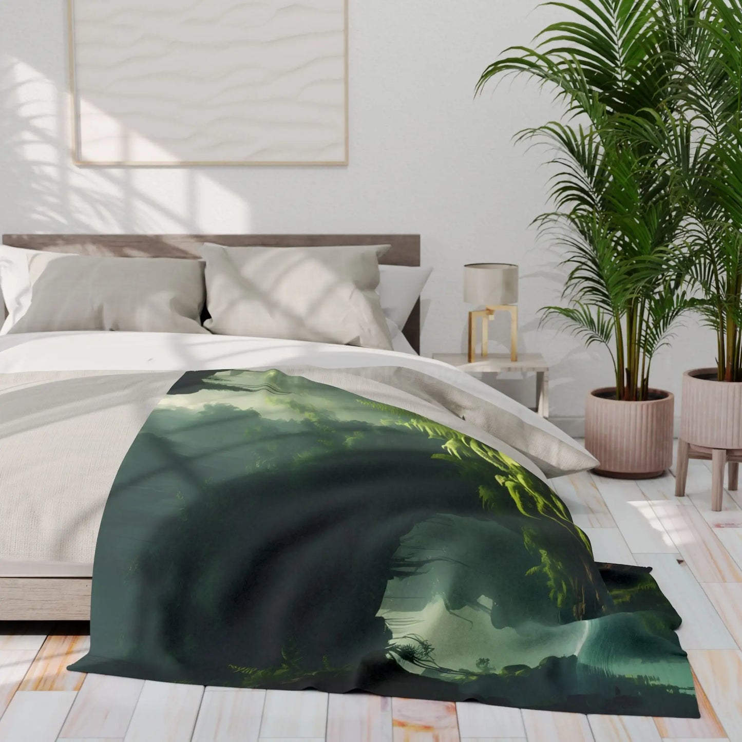 Serene Jungle Fleece Blanket Cozy Throw for Home Decor Nature-Inspired Gift for Him/Her Perfect for Camping