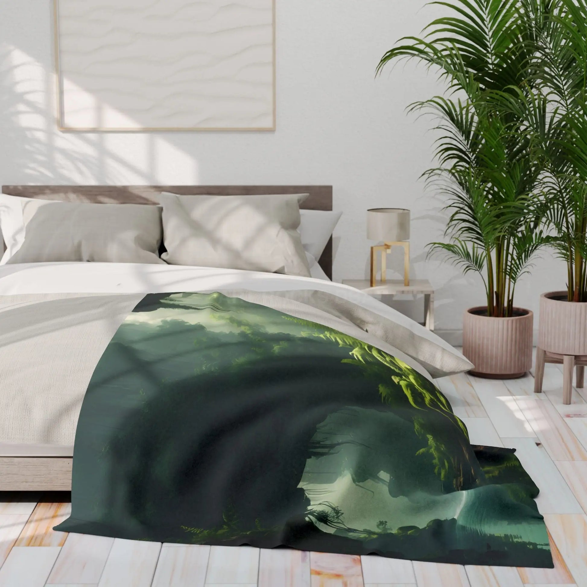 Serene Jungle Fleece Blanket Cozy Throw for Home Decor Nature-Inspired Gift for Him/Her Perfect for Camping