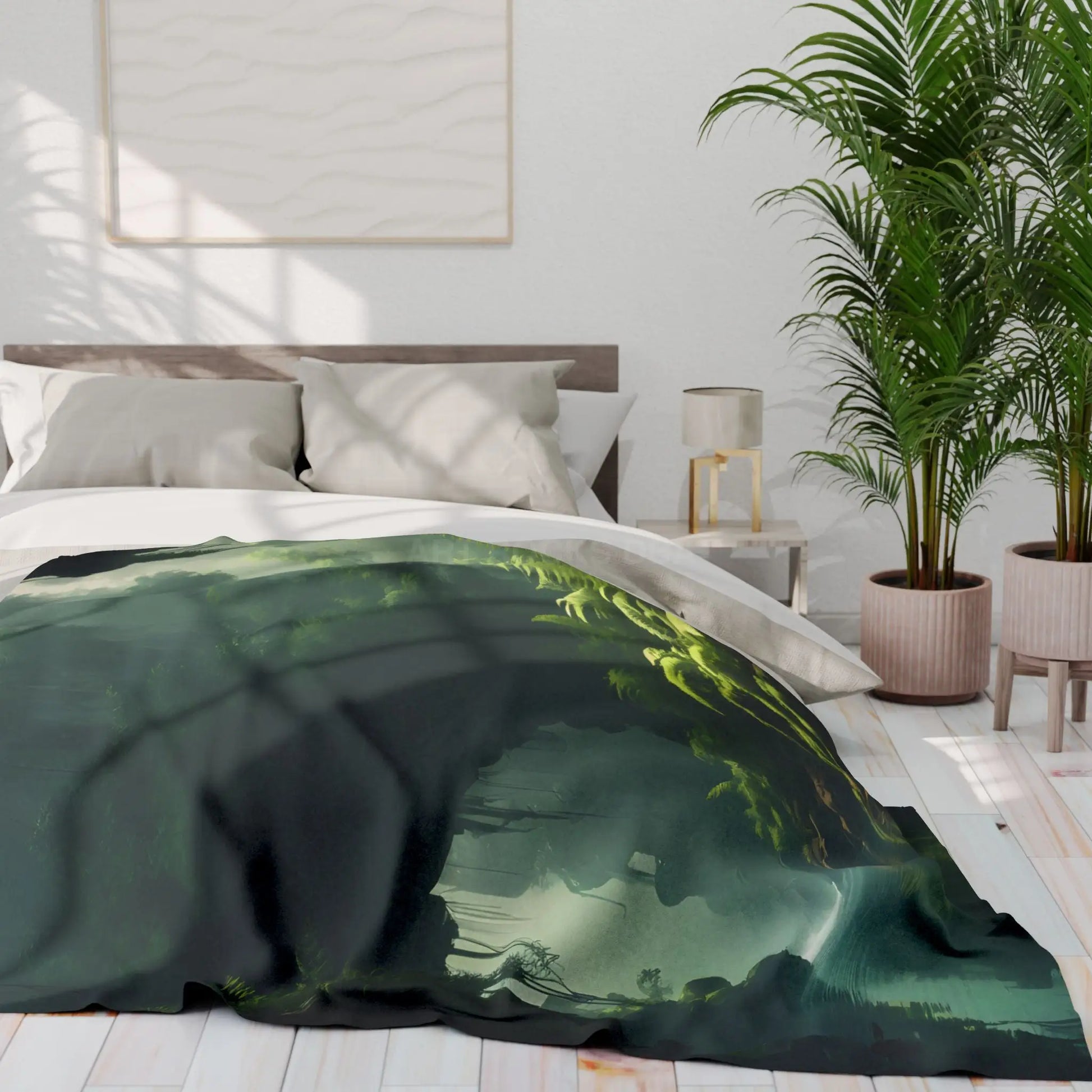 Serene Jungle Fleece Blanket Cozy Throw for Home Decor Nature-Inspired Gift for Him/Her Perfect for Camping