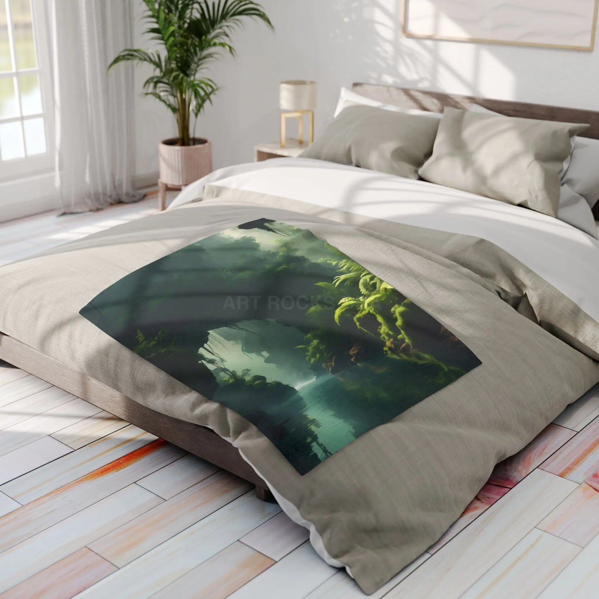 Serene Jungle Fleece Blanket Cozy Throw for Home Decor Nature-Inspired Gift for Him/Her Perfect for Camping