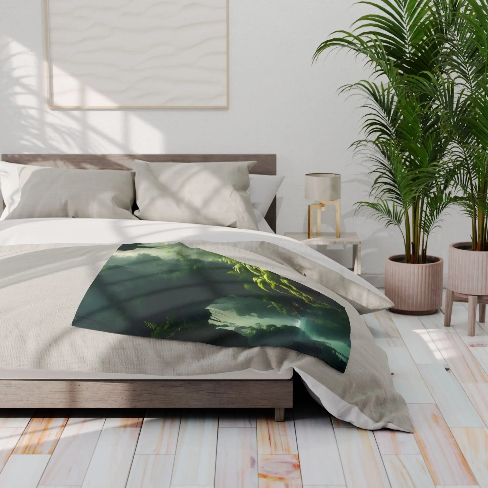 Serene Jungle Fleece Blanket Cozy Throw for Home Decor Nature-Inspired Gift for Him/Her Perfect for Camping