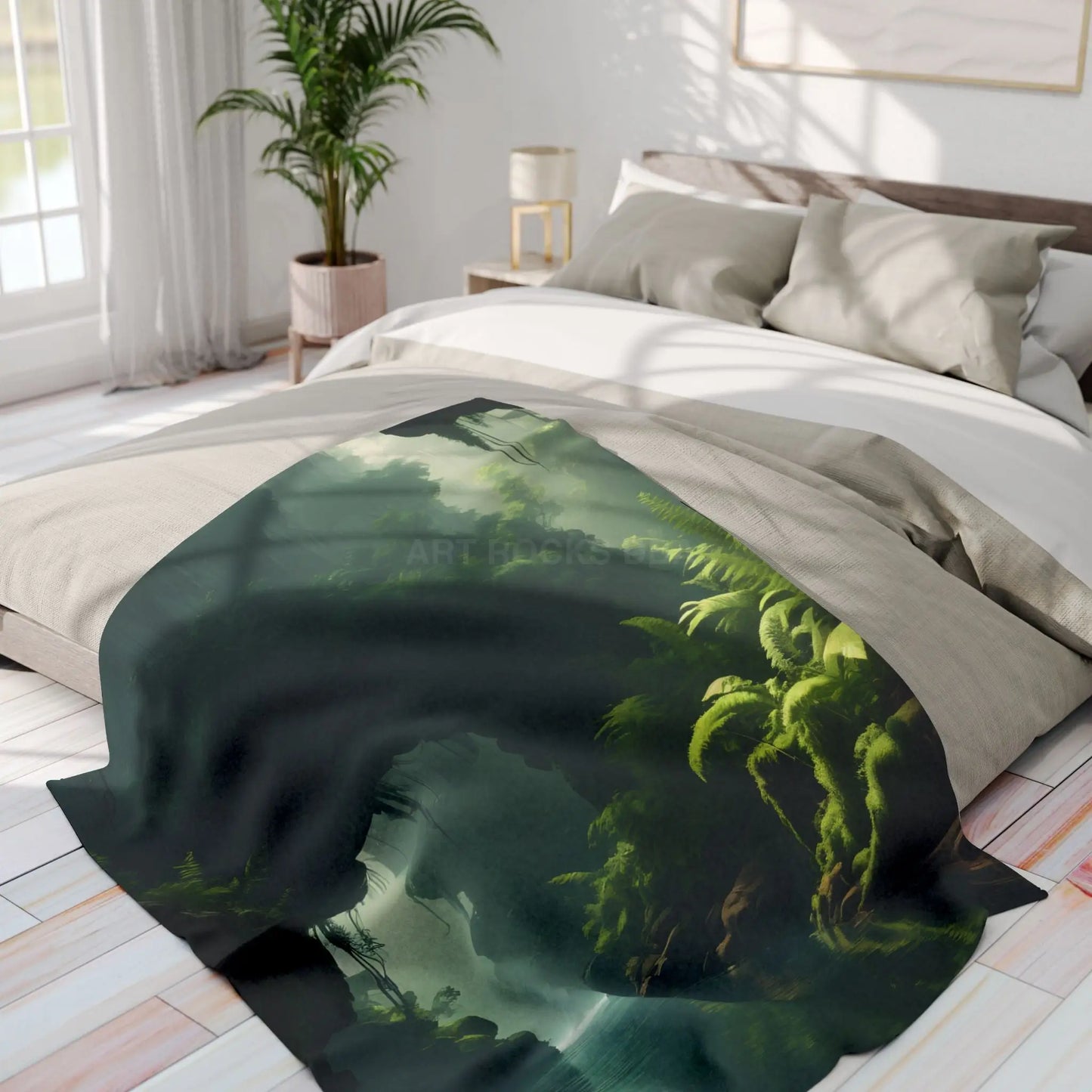 Serene Jungle Fleece Blanket Cozy Throw for Home Decor Nature-Inspired Gift for Him/Her Perfect for Camping