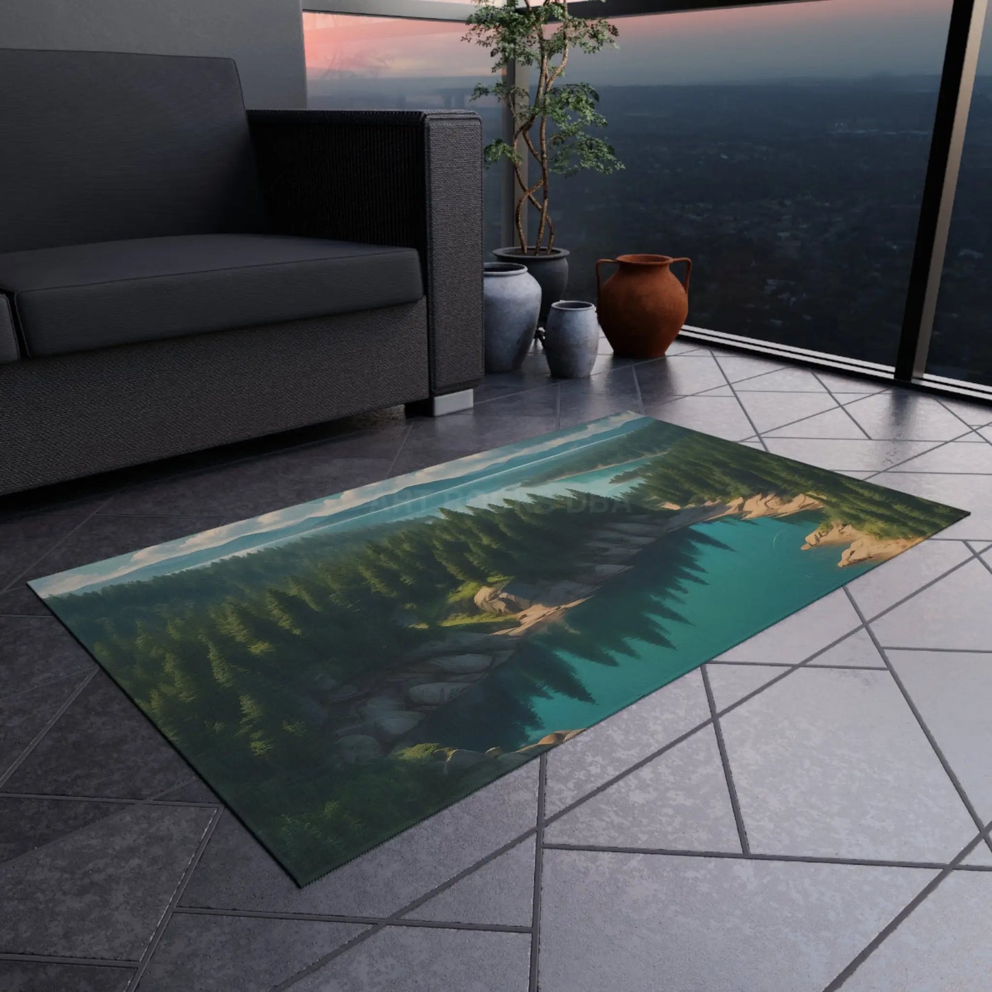 Serene Lake Outdoor Rug | Perfect for Patios Camping Picnics Garden Decor and Home - Home Decor