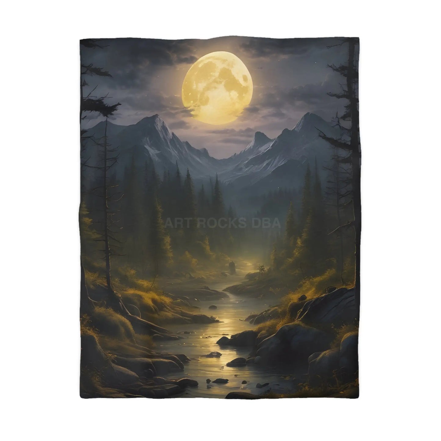 Serene Moonlit Mountain Microfiber Duvet Cover - Home Decor