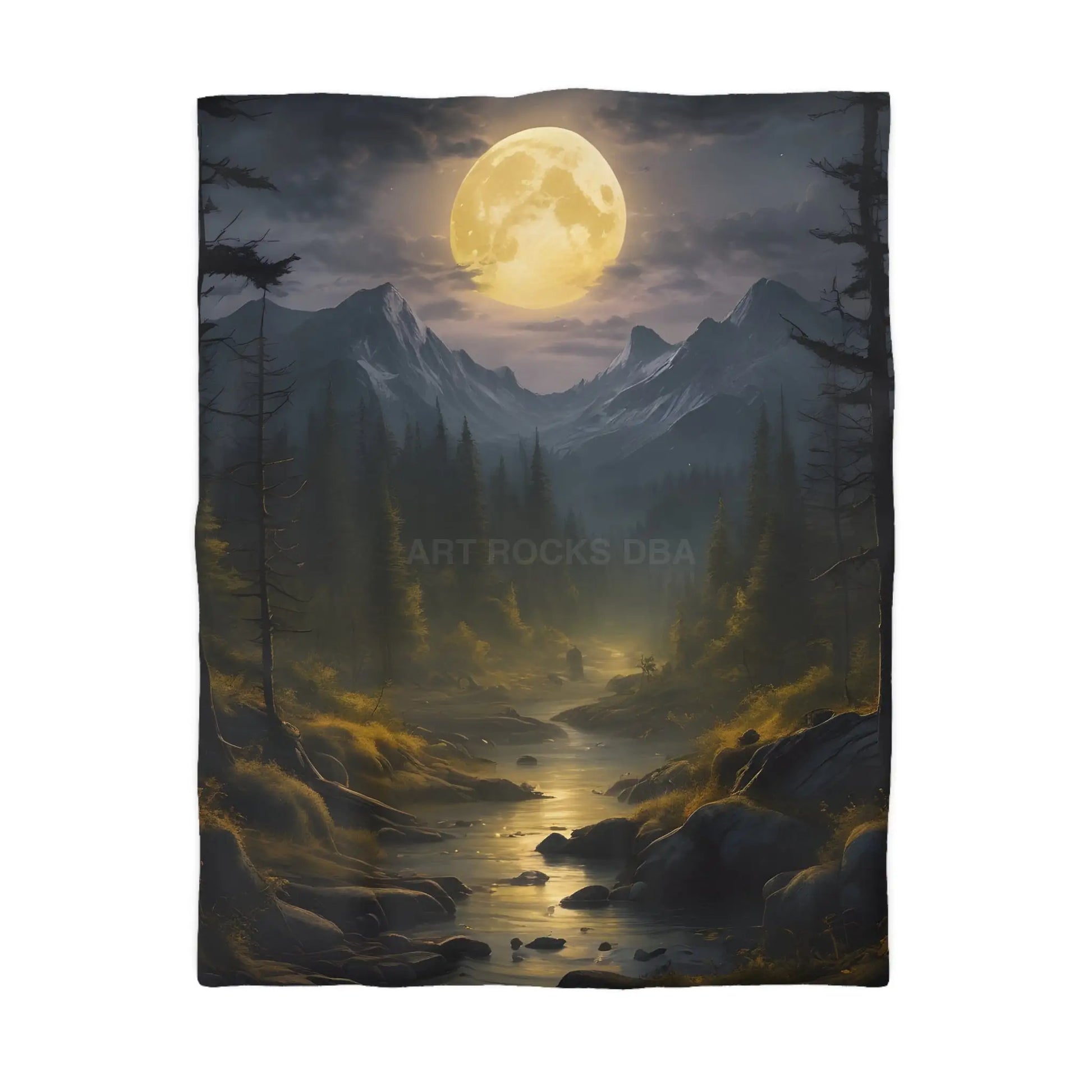 Serene Moonlit Mountain Microfiber Duvet Cover - Home Decor