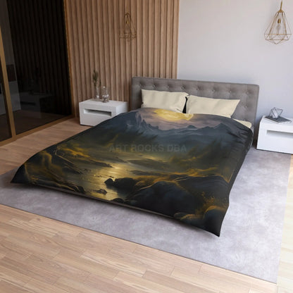 Serene Moonlit Mountain Microfiber Duvet Cover - Home Decor