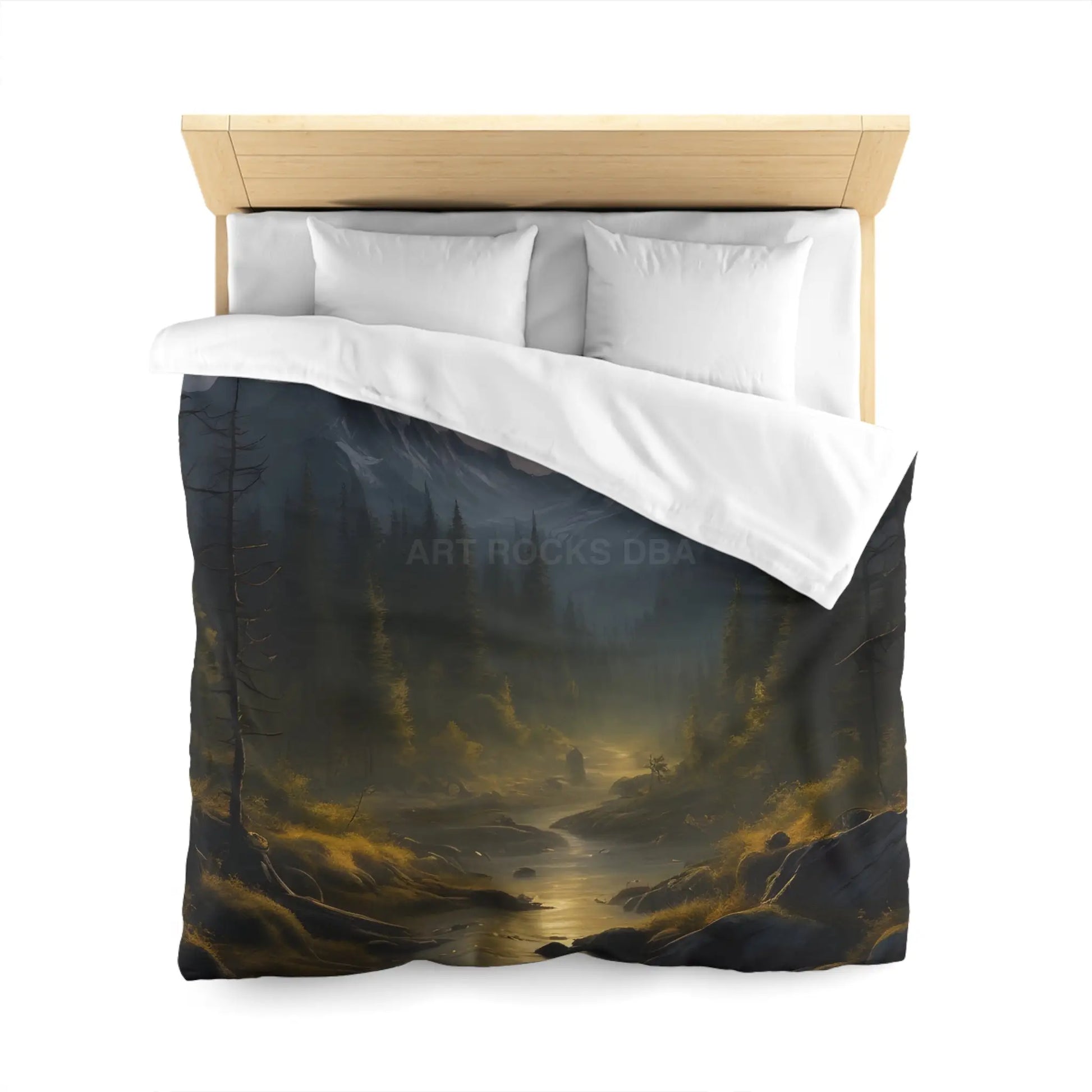Serene Moonlit Mountain Microfiber Duvet Cover - Home Decor