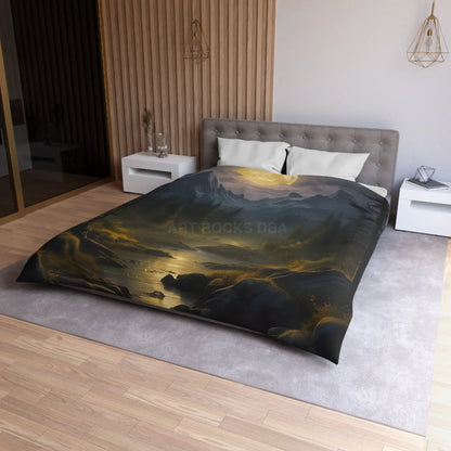 Serene Moonlit Mountain Microfiber Duvet Cover - Home Decor