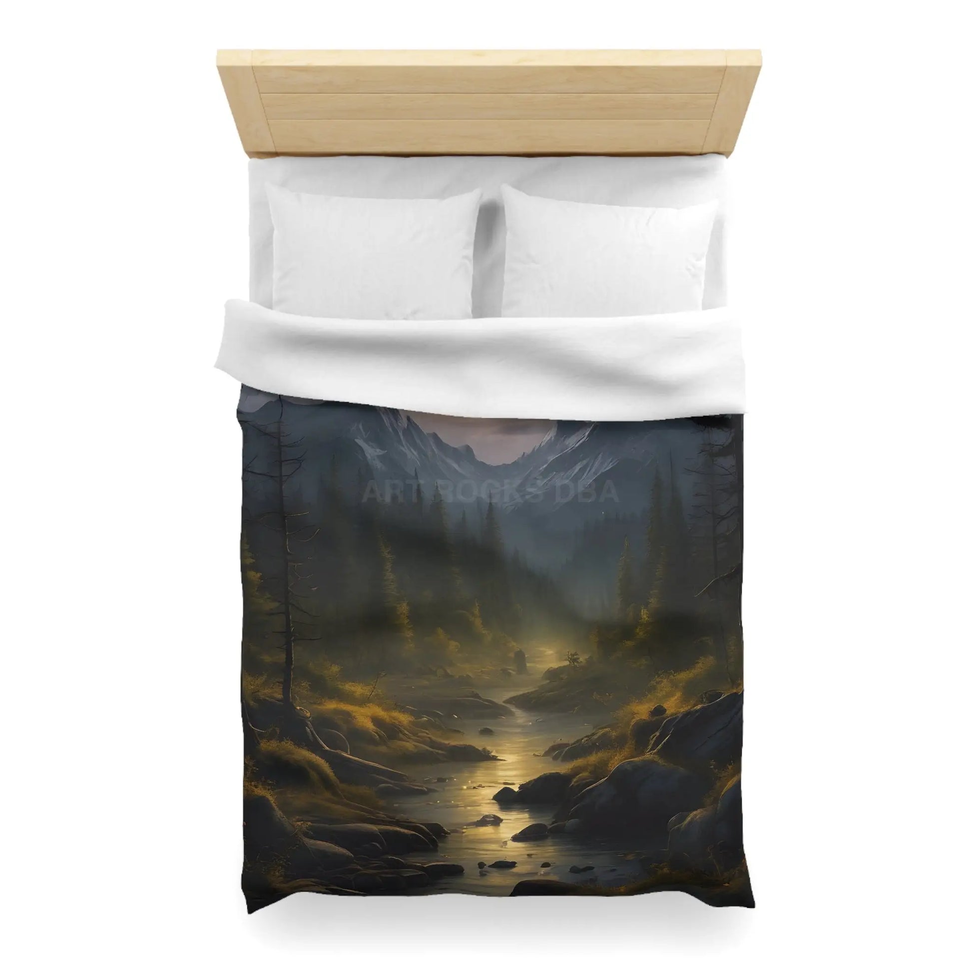 Serene Moonlit Mountain Microfiber Duvet Cover - Home Decor