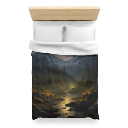 Serene Moonlit Mountain Microfiber Duvet Cover - Home Decor