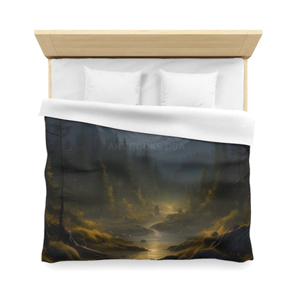 Serene Moonlit Mountain Microfiber Duvet Cover - Home Decor