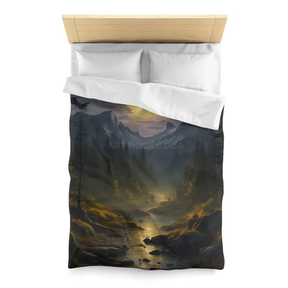 Serene Moonlit Mountain Microfiber Duvet Cover - Home Decor