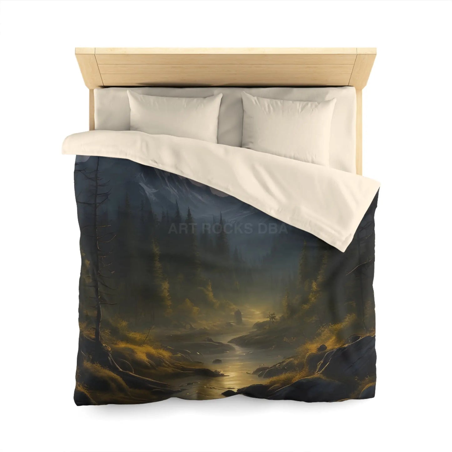 Serene Moonlit Mountain Microfiber Duvet Cover - Home Decor
