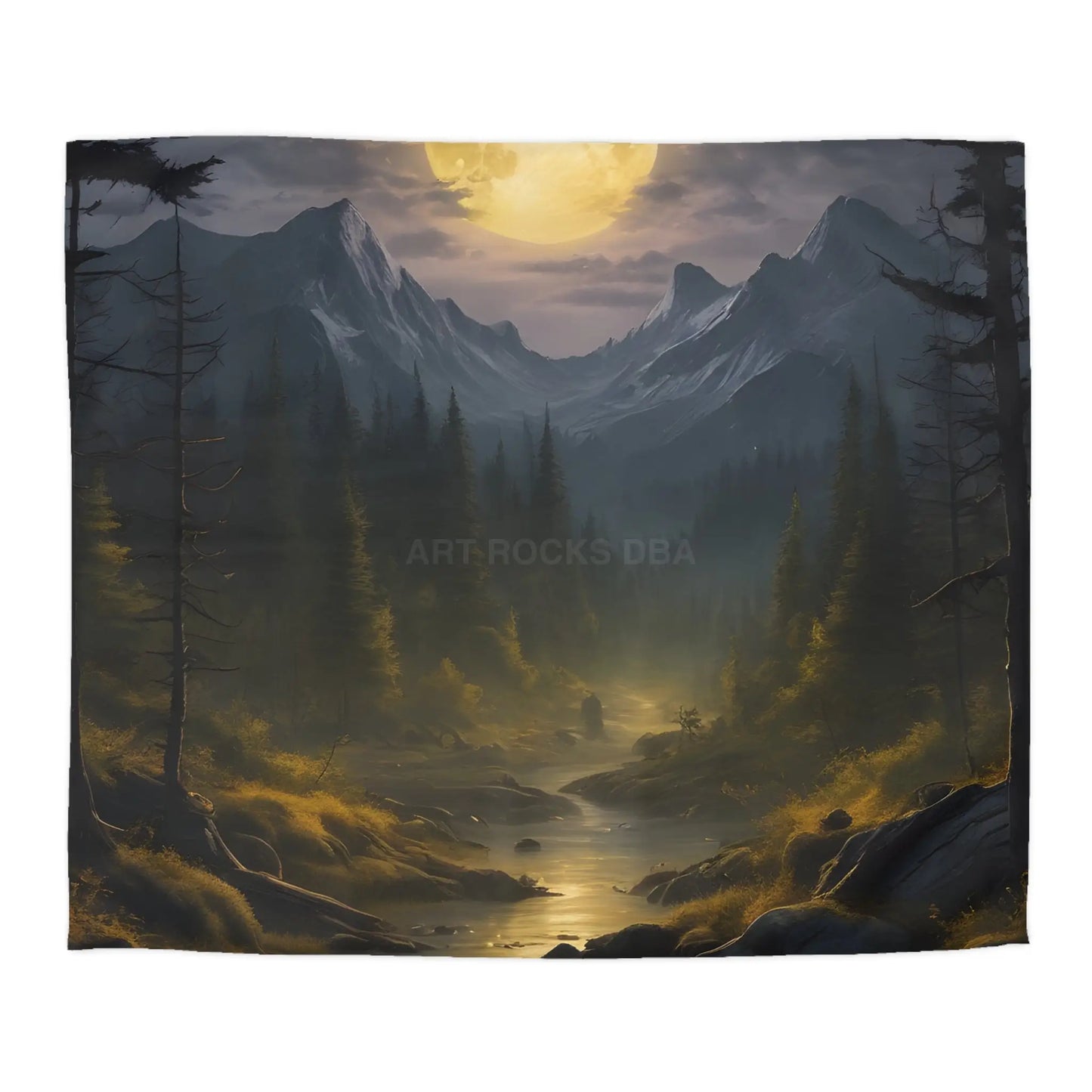 Serene Moonlit Mountain Microfiber Duvet Cover - King / White - Home Decor