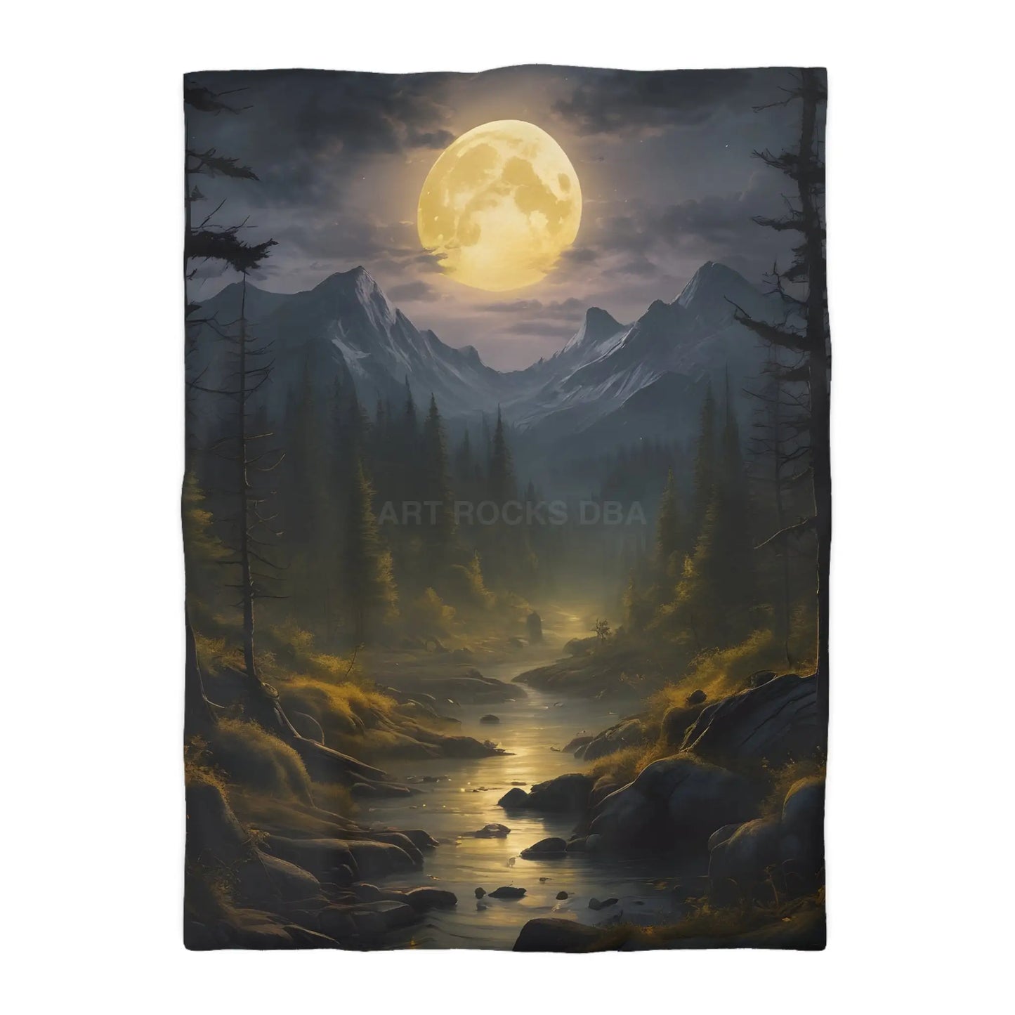 Serene Moonlit Mountain Microfiber Duvet Cover - Twin XL / Cream - Home Decor