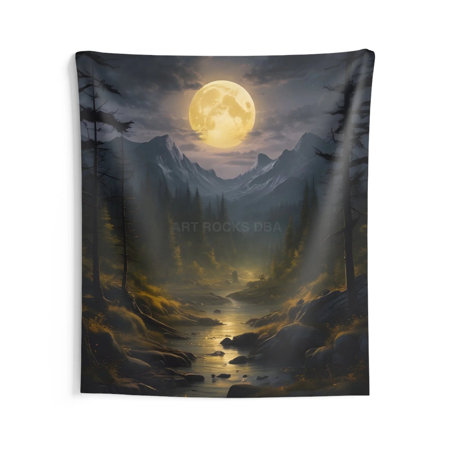 Serene Mountain Moonlight Tapestry | Bohemian Wall Hanging | Home Decor | Nature and Landscape Art | Gift for Nature