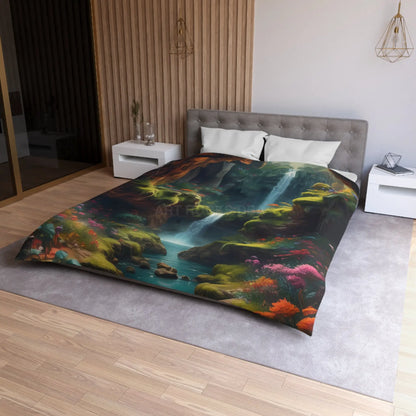 Serene Secret Underground World Microfiber Duvet Cover - Enchanted Waterfall Design - Home Decor