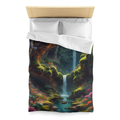 Serene Secret Underground World Microfiber Duvet Cover - Enchanted Waterfall Design - Home Decor