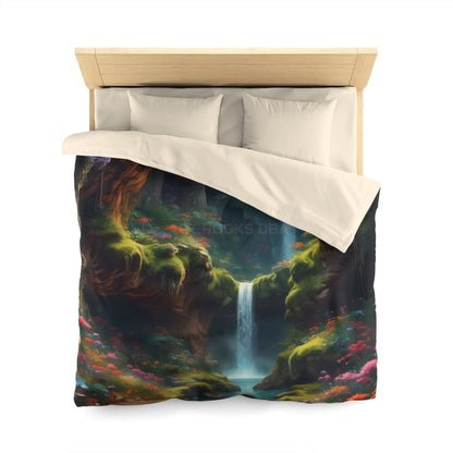 Serene Secret Underground World Microfiber Duvet Cover - Enchanted Waterfall Design - Home Decor
