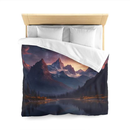 Serene Starry Mountain Microfiber Duvet Cover Cozy Bedding Bedroom Decor Nature-Inspired Gift Boho Bedroom - Home Decor