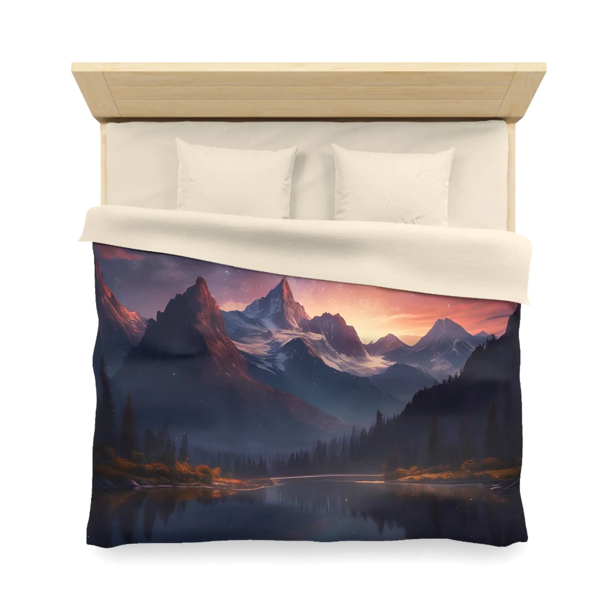 Serene Starry Mountain Microfiber Duvet Cover Cozy Bedding Bedroom Decor Nature-Inspired Gift Boho Bedroom - Home Decor