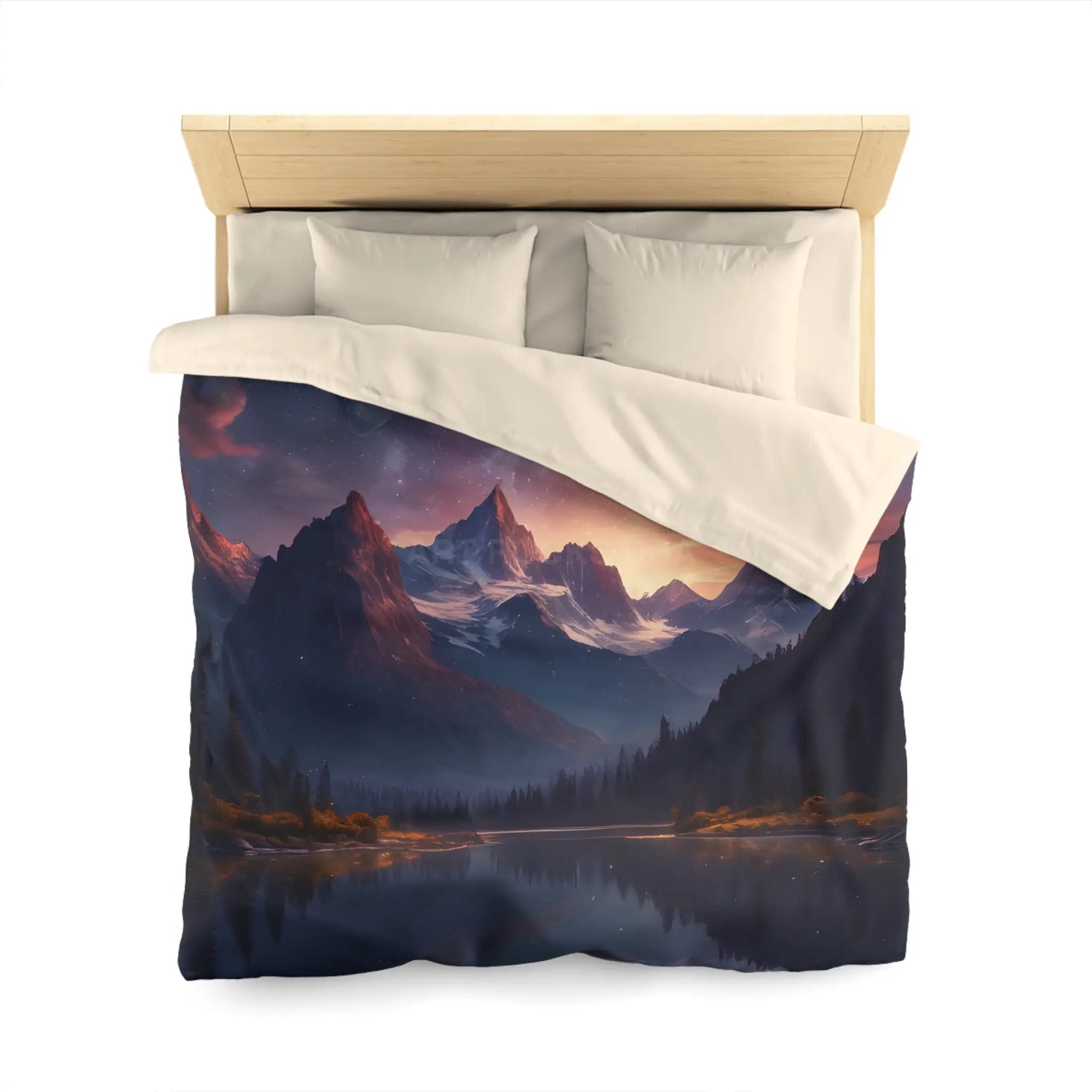 Serene Starry Mountain Microfiber Duvet Cover Cozy Bedding Bedroom Decor Nature-Inspired Gift Boho Bedroom - Home Decor