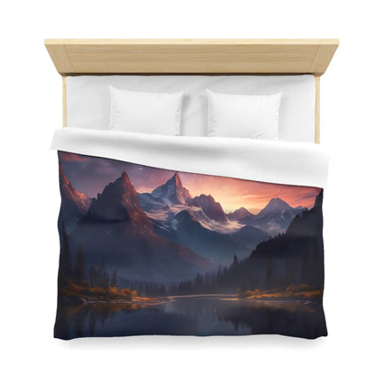 Serene Starry Mountain Microfiber Duvet Cover Cozy Bedding Bedroom Decor Nature-Inspired Gift Boho Bedroom - Home Decor