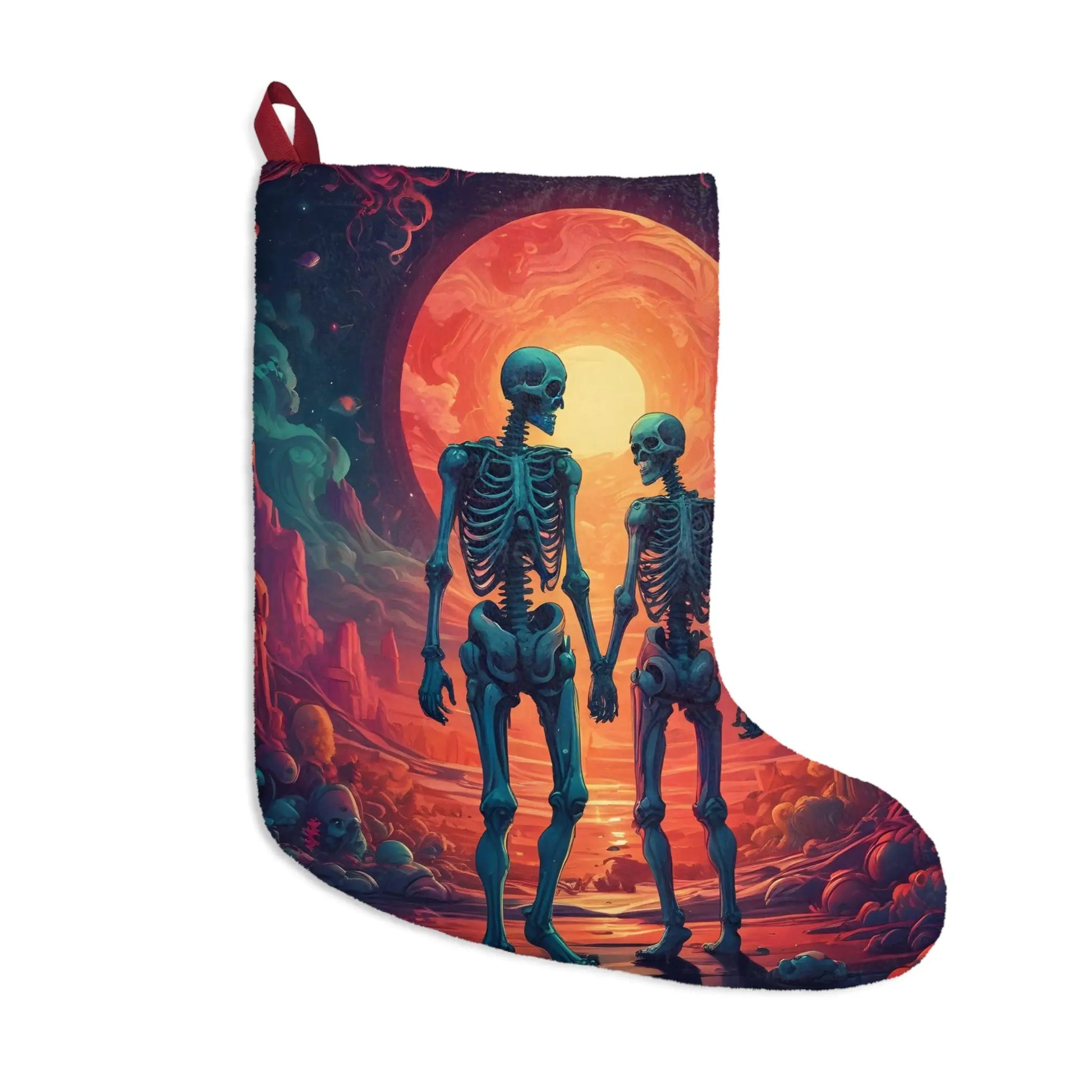 Skeleton Couple Christmas Stocking – Gothic Holiday Decor - One size - Home Decor