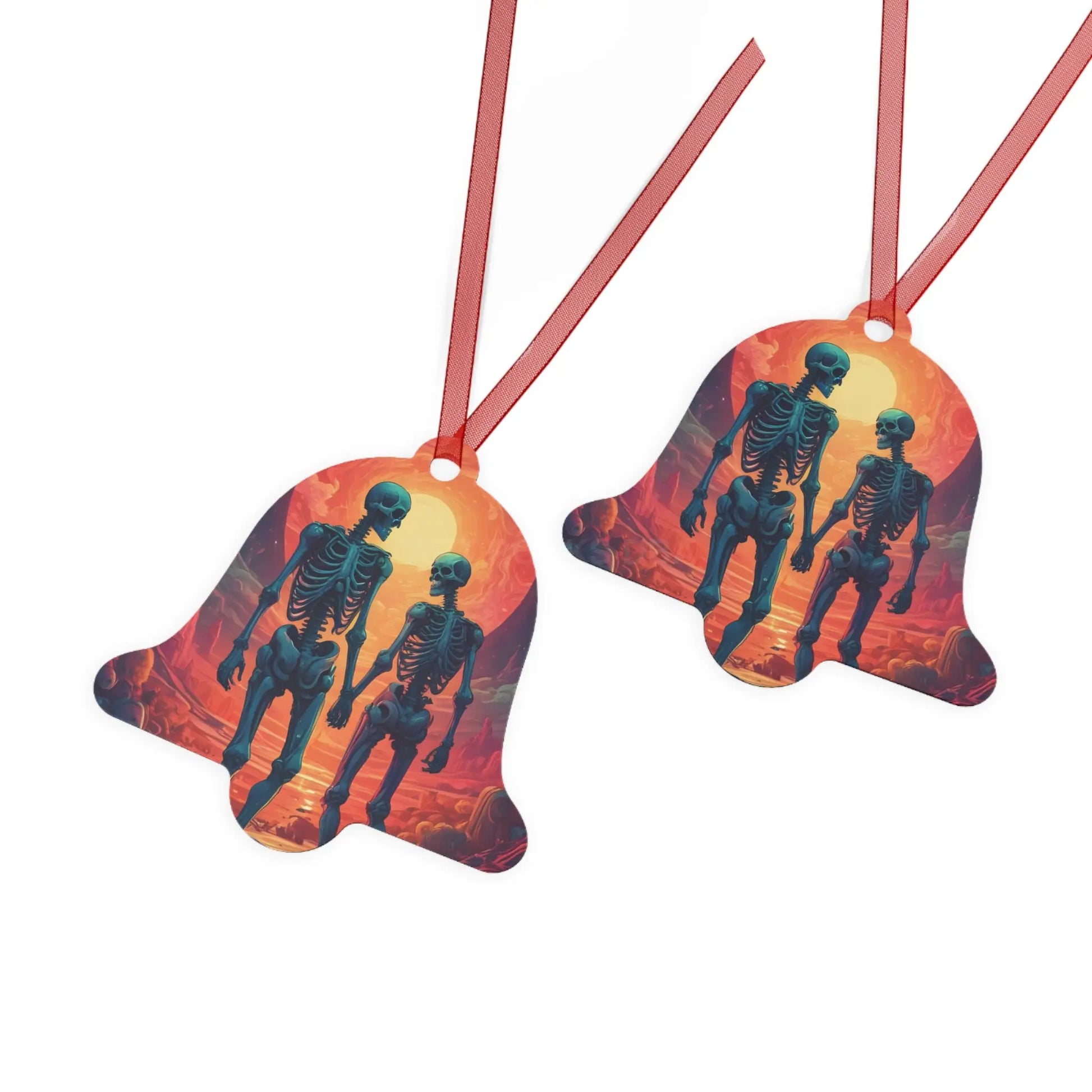 Skeleton Couple Metal Ornament — Romantic Gothic Holiday Decoration - Home Decor