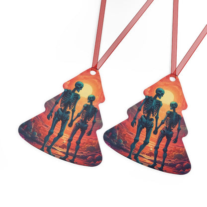 Skeleton Couple Metal Ornament — Romantic Gothic Holiday Decoration - Home Decor