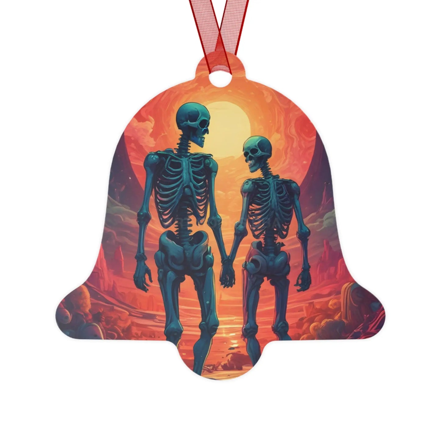 Skeleton Couple Metal Ornament — Romantic Gothic Holiday Decoration - Bell / One Size - Home Decor