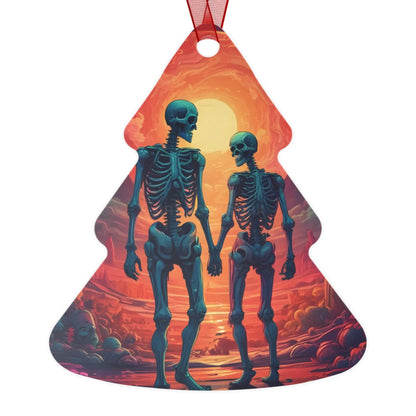 Skeleton Couple Metal Ornament — Romantic Gothic Holiday Decoration - Tree / One Size - Home Decor