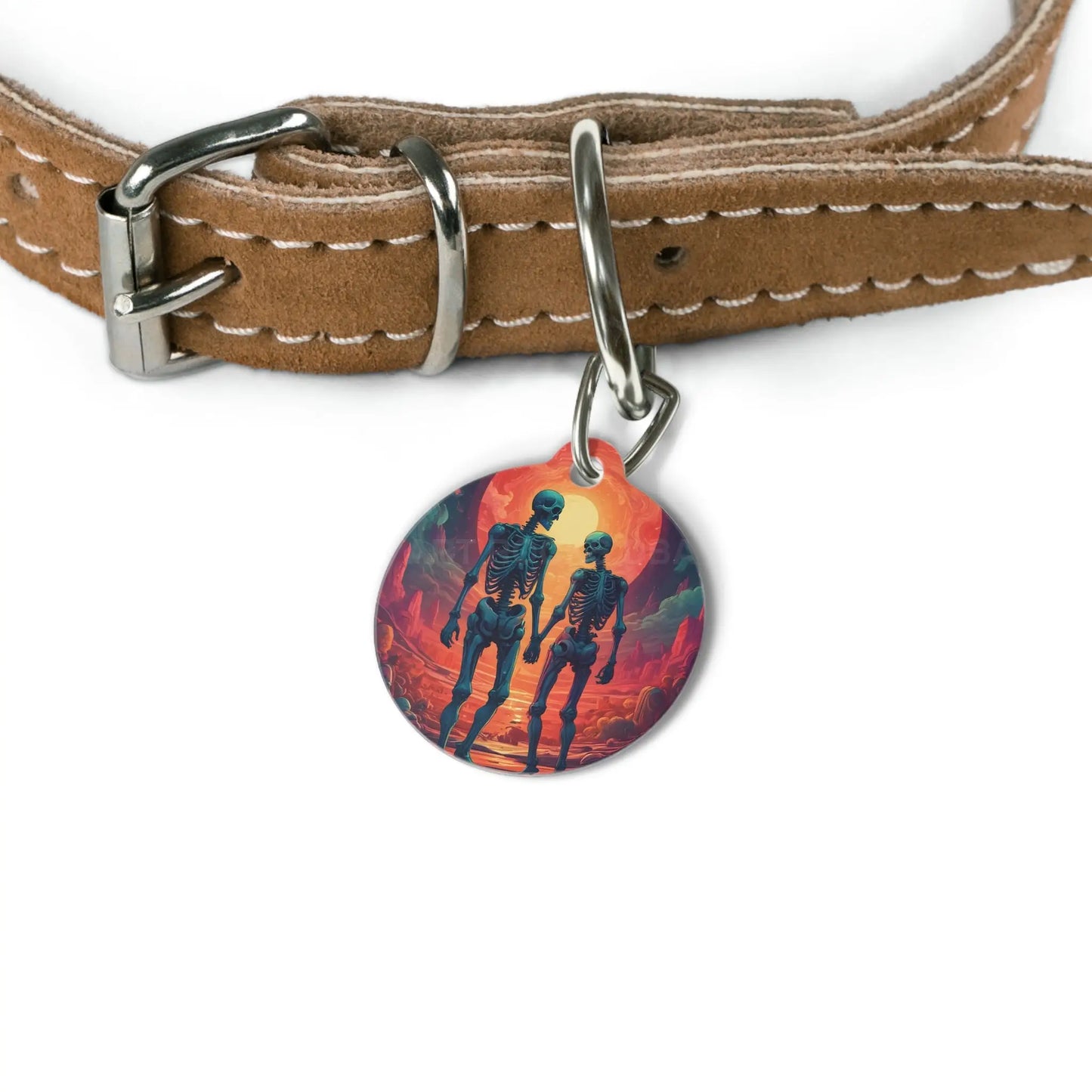 Skeleton Couple Pet Tag — Spooky Romantic Dog & Cat ID Tag - 1’’ - Pets