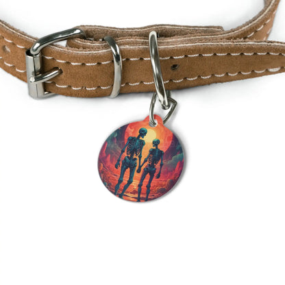 Skeleton Couple Pet Tag — Spooky Romantic Dog & Cat ID Tag - 1’’ - Pets