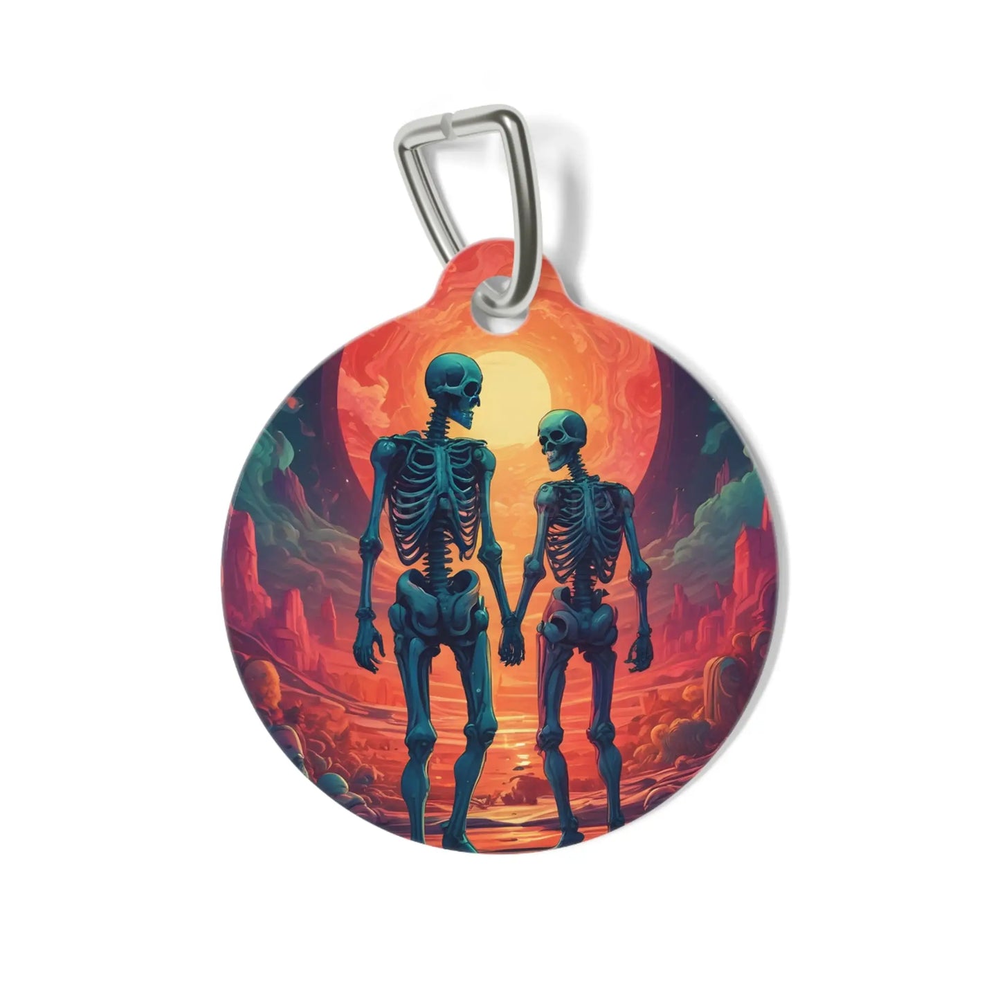 Skeleton Couple Pet Tag — Spooky Romantic Dog & Cat ID Tag - 1’’ - Pets