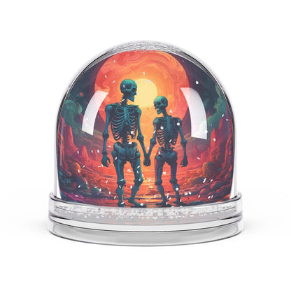 Skeleton Couple Snow Globe — Romantic Halloween Decor - 3.5’’ × 3.4’’ - Home Decor