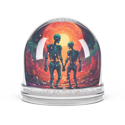 Skeleton Couple Snow Globe — Romantic Halloween Decor - 3.5’’ × 3.4’’ - Home Decor