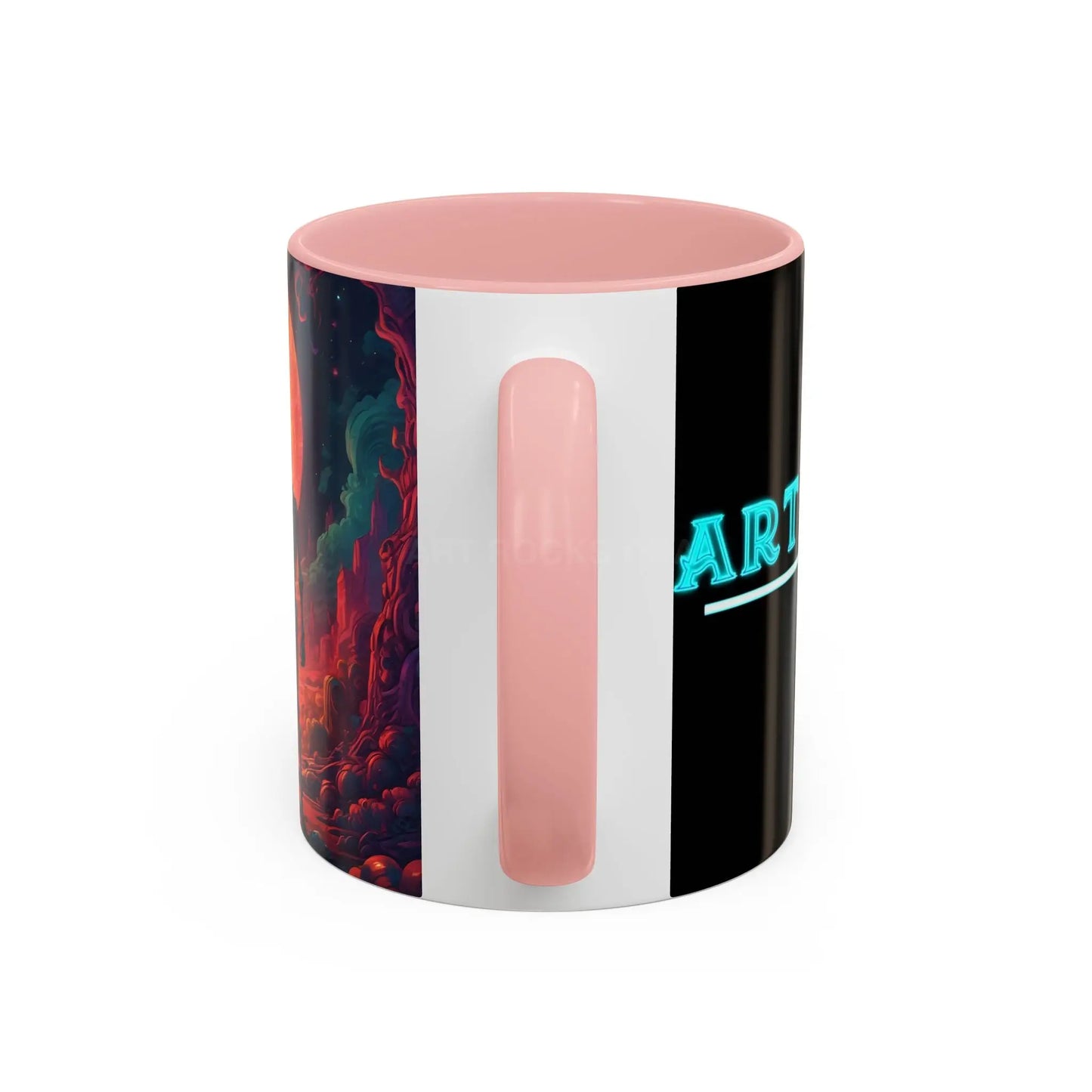 Skeletons in Love Accent Coffee Mug — Retro Neon Skull Couple 11/15oz - Mug