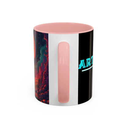 Skeletons in Love Accent Coffee Mug — Retro Neon Skull Couple 11/15oz - Mug