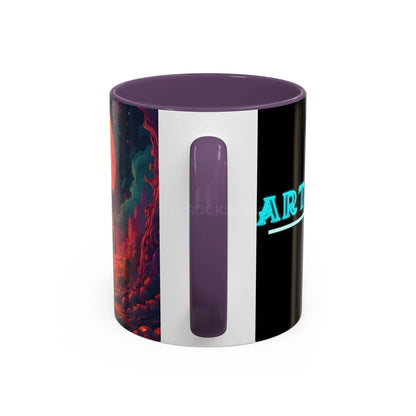 Skeletons in Love Accent Coffee Mug — Retro Neon Skull Couple 11/15oz - Mug