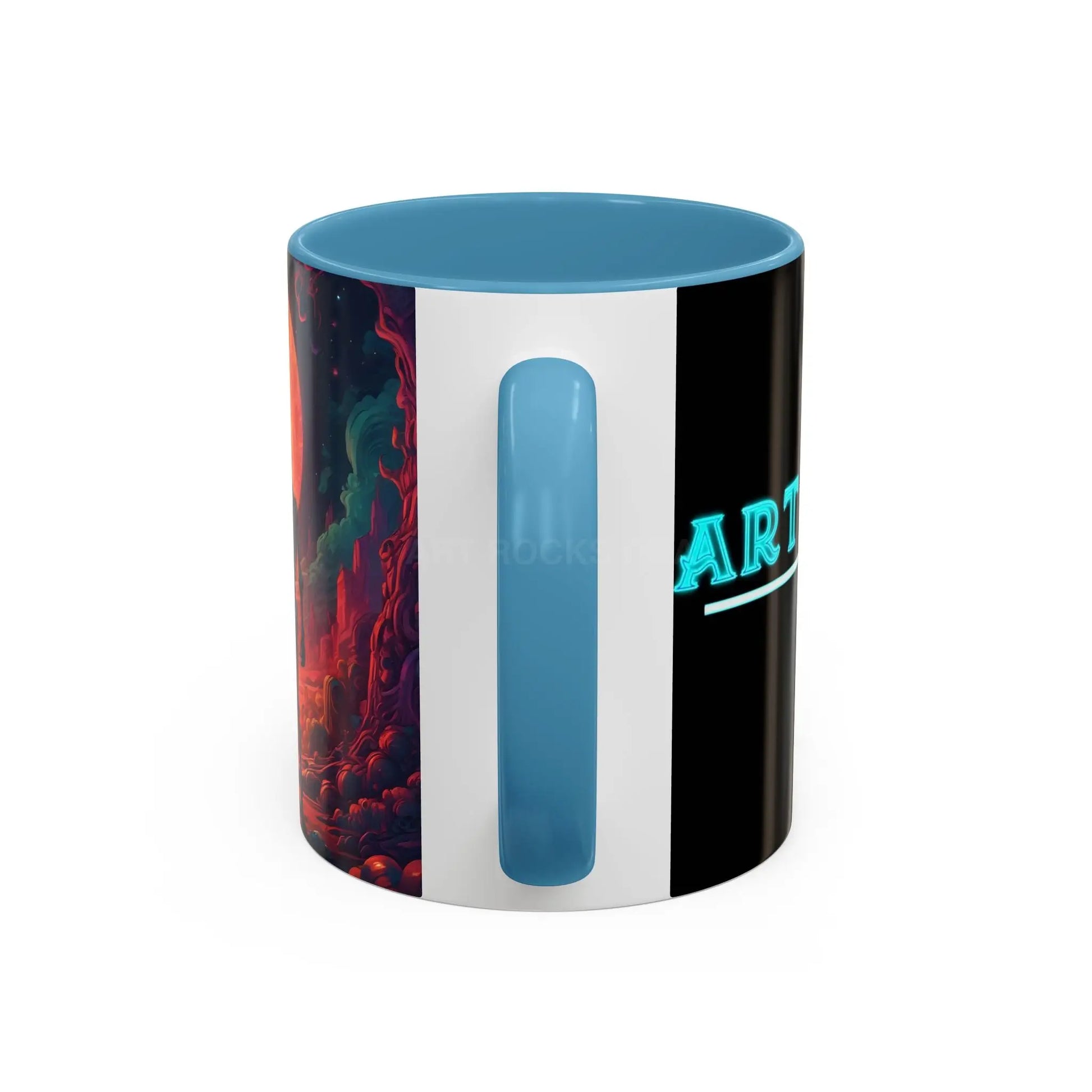 Skeletons in Love Accent Coffee Mug — Retro Neon Skull Couple 11/15oz - Mug