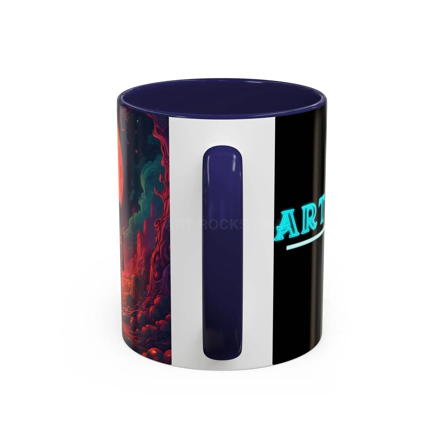 Skeletons in Love Accent Coffee Mug — Retro Neon Skull Couple 11/15oz - Mug