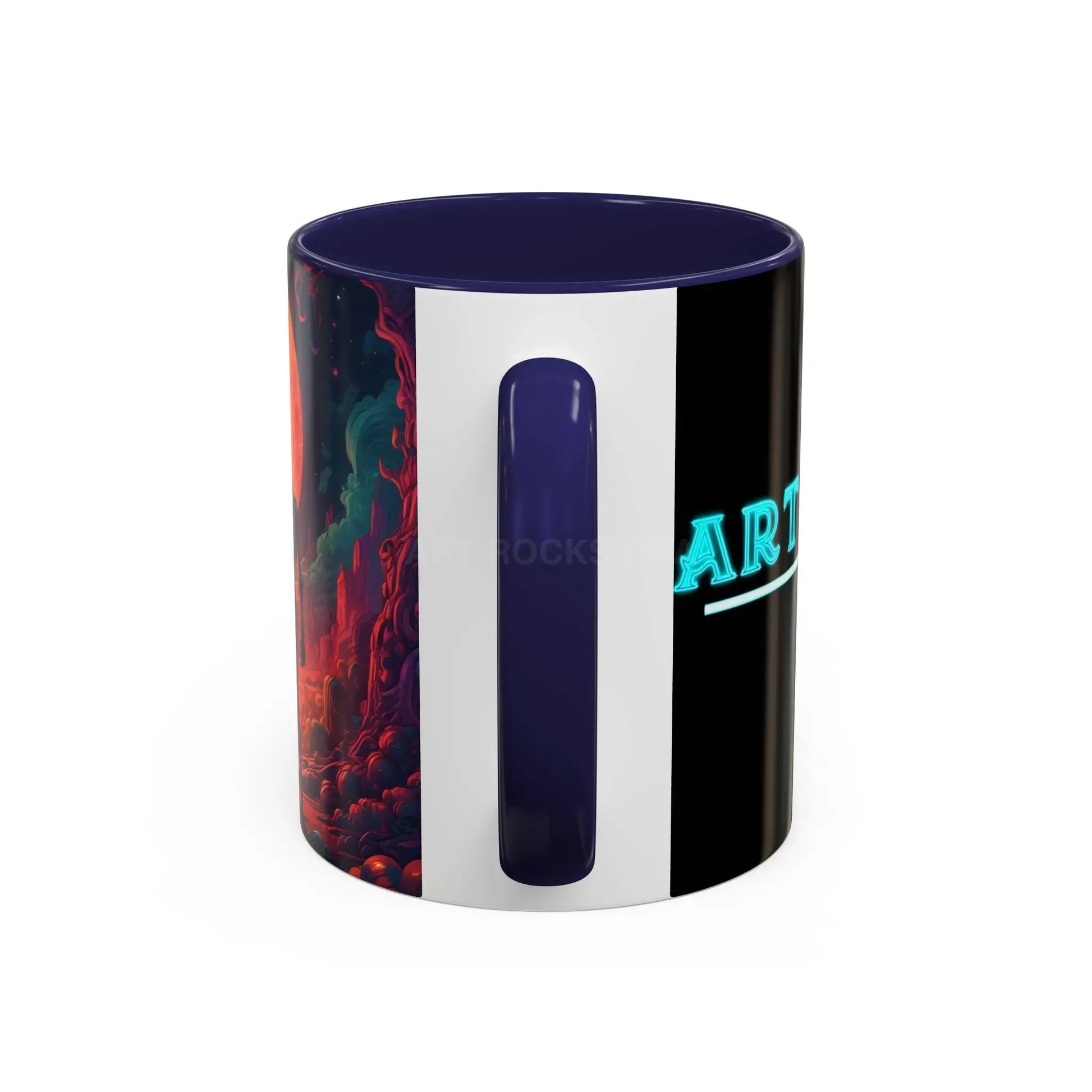 Skeletons in Love Accent Coffee Mug — Retro Neon Skull Couple 11/15oz - Mug