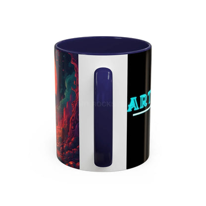 Skeletons in Love Accent Coffee Mug — Retro Neon Skull Couple 11/15oz - Mug