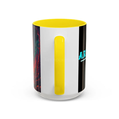 Skeletons in Love Accent Coffee Mug — Retro Neon Skull Couple 11/15oz - Mug