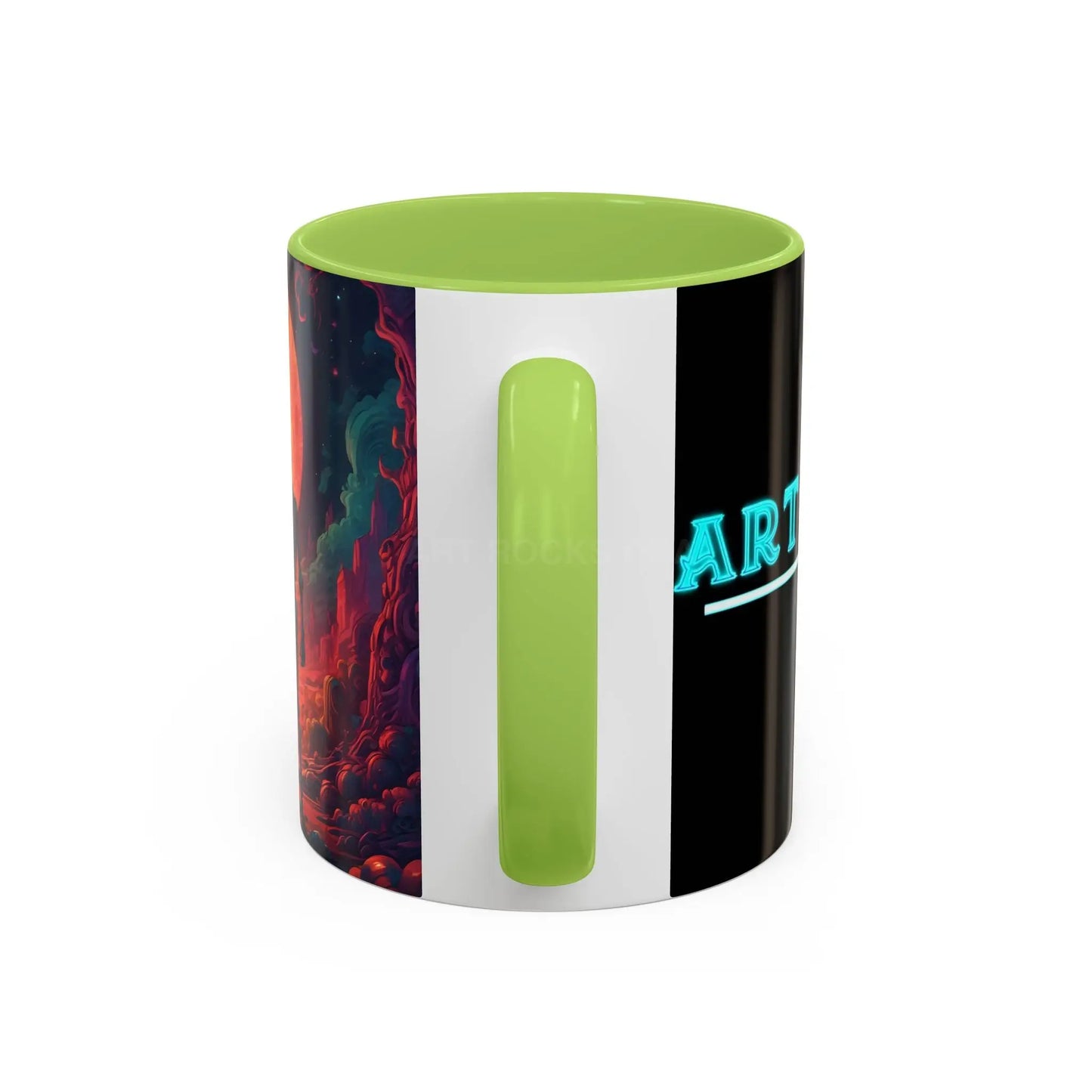 Skeletons in Love Accent Coffee Mug — Retro Neon Skull Couple 11/15oz - Mug