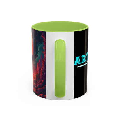 Skeletons in Love Accent Coffee Mug — Retro Neon Skull Couple 11/15oz - Mug