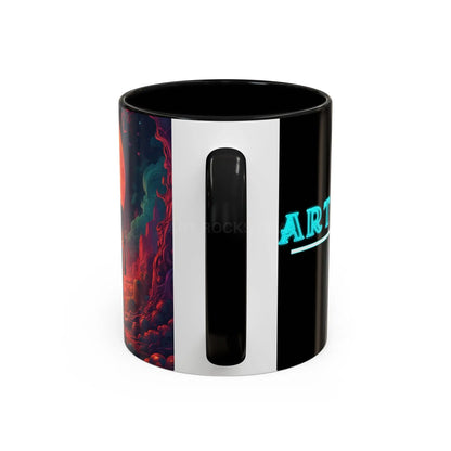 Skeletons in Love Accent Coffee Mug — Retro Neon Skull Couple 11/15oz - Mug