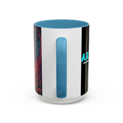 Skeletons in Love Accent Coffee Mug — Retro Neon Skull Couple 11/15oz - Mug