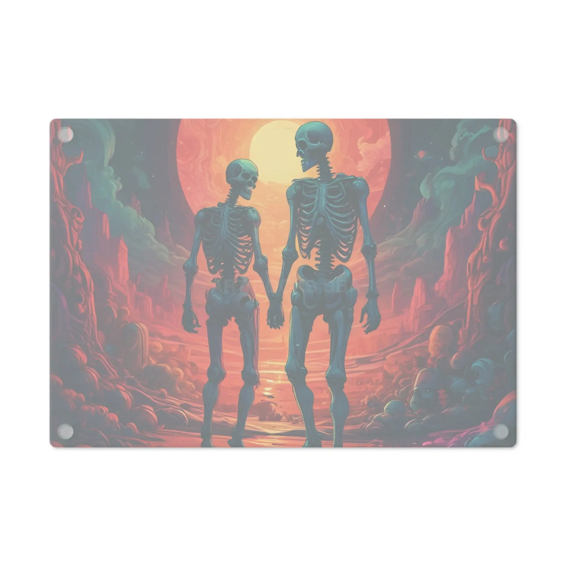 Skeletons in Love Cutting Board — Romantic Skull Art Kitchen Board - Home Decor